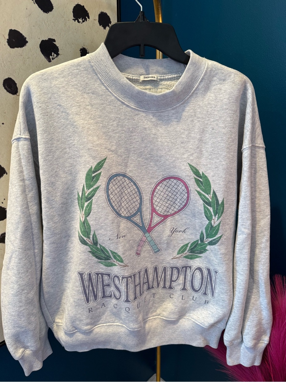 Abercrombie & Fitch Light Heather Gray Westhampton Tennis Graphic Sweatshirt